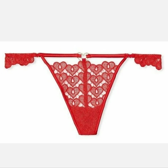 VICTORIAS SECRET DREAM ANGELS SWEET‎ HEART LACE V-STRING THONG PANTY - Picture 4 of 4